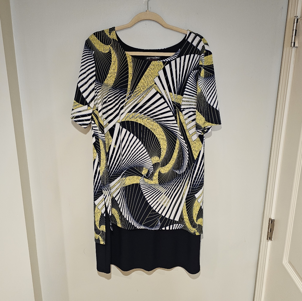 Soft Works Petites Double Layer Hem Dress With A Textured Overlay In A Size Xl